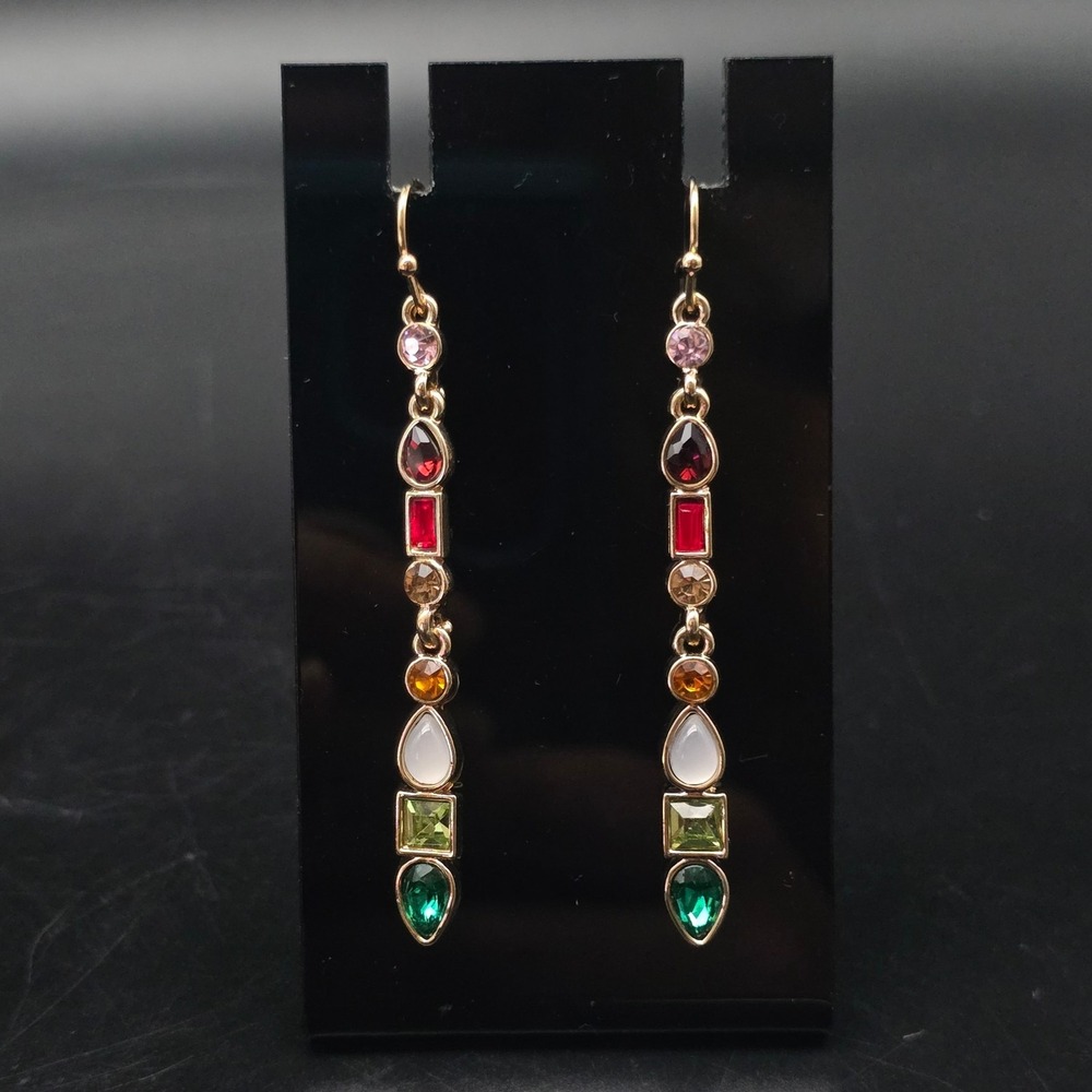 Avon Rainbow Riches Earrings Rhinestone Dangle Drop In Box - Picture 5 of 8